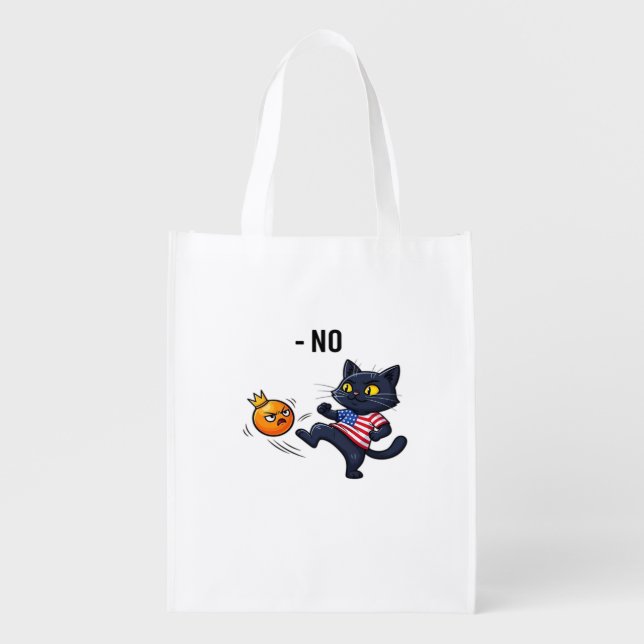 Funny Political Meme No Cat Design Grocery Bag (Front)