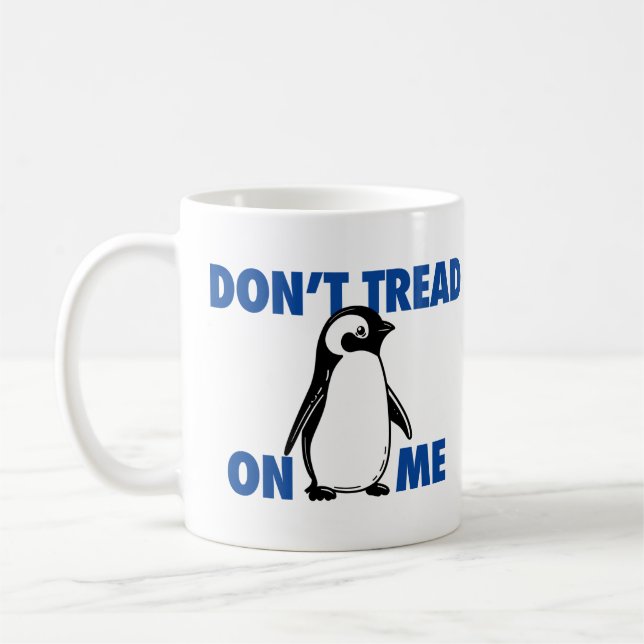 Funny Political Meme Penguin Tariff Coffee Mug (Left)