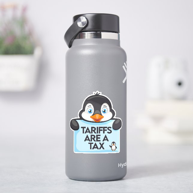 Funny Political Meme Penguin Tariff Sticker (HydroFlask)