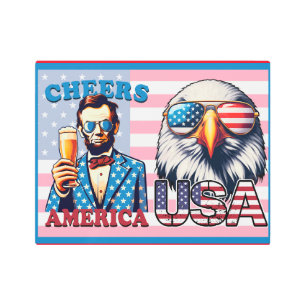 Funny Political Yard Sign Drinkin Lincoln 'Merica