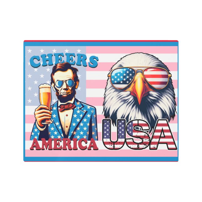 Funny Political Yard Sign Drinkin Lincoln 'Merica (Front)