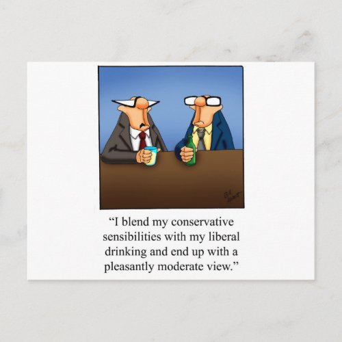 Funny Politics and Drinking Cartoon Gift Postcard