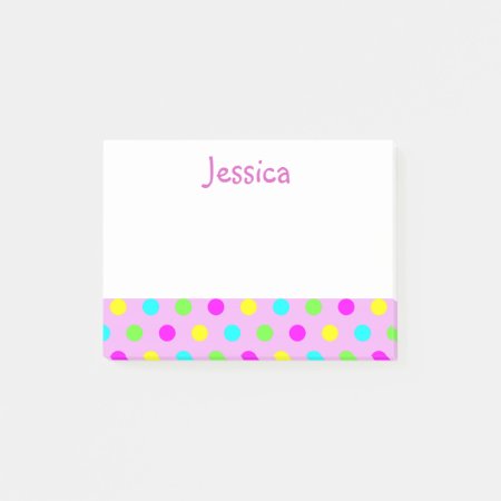 Funny Polka Dots On Pink Girly Name Post It Notes