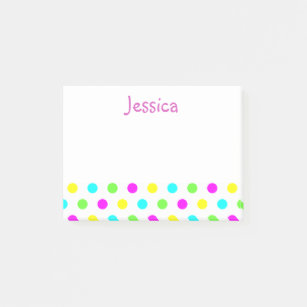 Funny Polka Dots on White Girly Name Post it Notes
