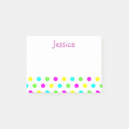 Funny Polka Dots On White Girly Name Post It Notes