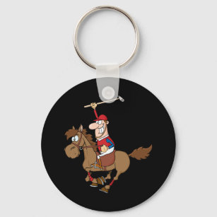 Funny Polo racing horse cartoon Keychain
