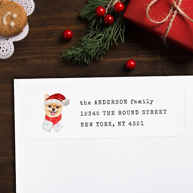 Funny Pomeranian Christmas Dog Return Address Label (Creator Uploaded)