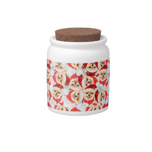 Funny Pomeranian Christmas Pattern Candy Jar