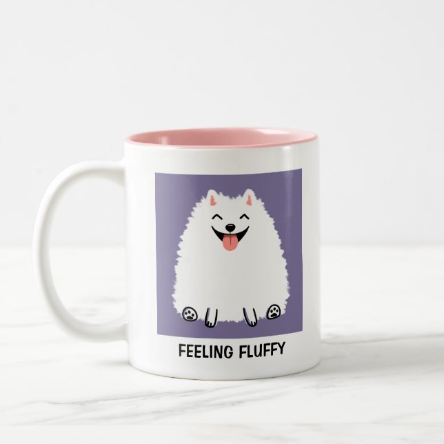 Funny Pomeranian Feeling Fluffy Pom-tastic Custom Two-Tone Coffee Mug (Left)