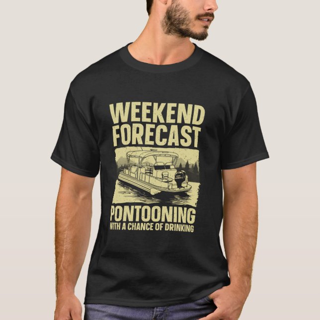 Funny Pontoon Boat Art For Men Women Lake Boating  T-Shirt (Front)