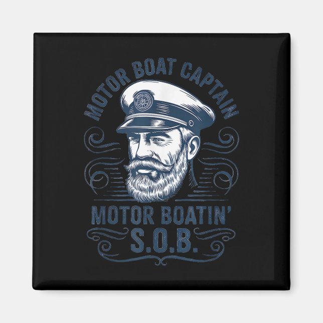 Funny Pontoon Boat Captain Dad Motor Boat Captain  Magnet (Front)
