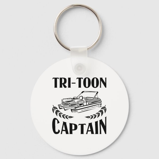 Funny Pontoon Boat Captain Gift Men Cool Tri-toon  Keychain (Front)