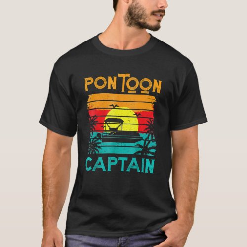 Funny Pontoon Captain Retro Vintage Style Pontoon  T_Shirt