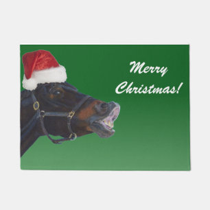 Funny Pony Merry Christmas Doormat