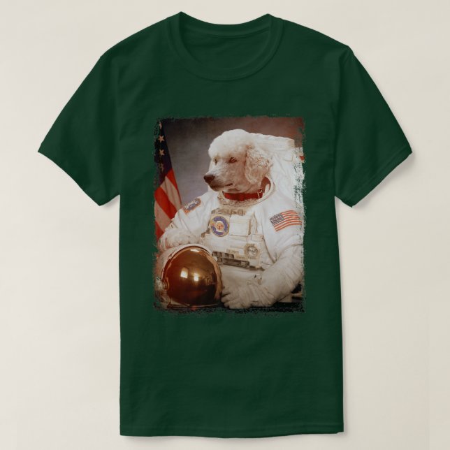 Funny Poodle Astronaut Moon Space Mission Animal A T-Shirt (Design Front)