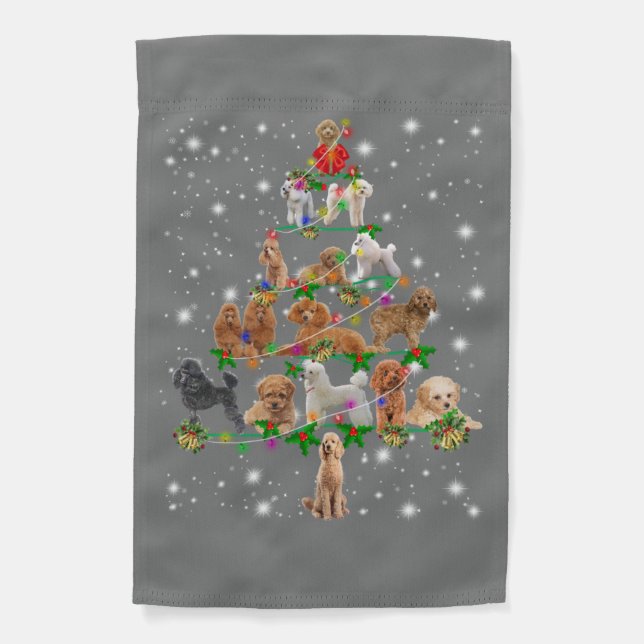 Funny Poodle Christmas Tree Decor Ornament Costume Garden Flag (Front)