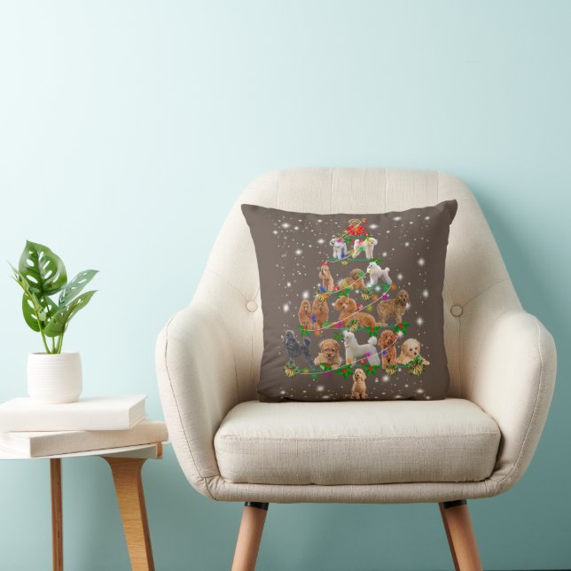 Funny Poodle Christmas Tree Decor Ornament Costume Throw Pillow (Chair)