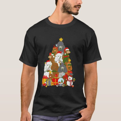 Funny Poodle Christmas Tree Lights Gift Dog Lover T_Shirt