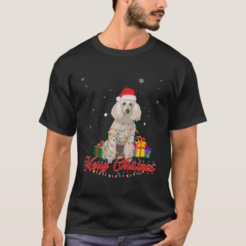 Funny Poodle Dog Christmas Tee Santa Christmas Lig