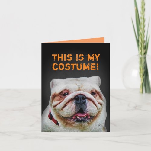 Funny Poodle Dressed as a Bulldog Halloween Card