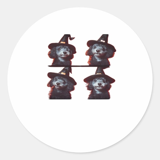 Funny Poodle Halloween Costume � Cute Dog Photoboo Classic Round Sticker (Front)