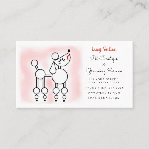 Funny Poodle Pet Grooming Boutique Business Card