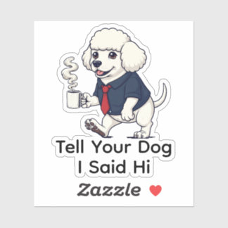 Funny Poodle Standard Dog Business Suit Coffee  Sticker