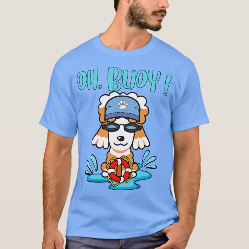 Funny Poodle swimming with a Buoy Pun Intended T_Shirt