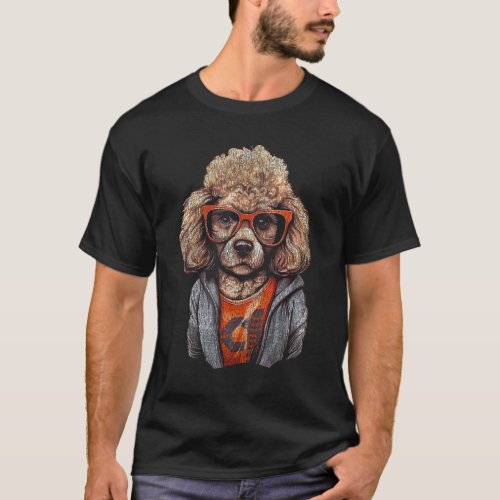 Funny Poodle Wearing Nerd Glasses T-Shirt