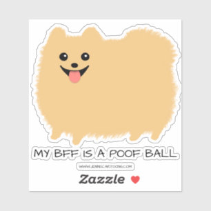 Funny Poof Ball Pomeranian Cute Cartoon Dog Sticker