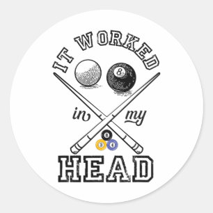 Funny Pool Art For Men Women Billiards Lover Pool  Classic Round Sticker