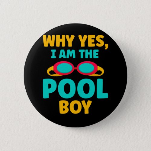Funny Pool Boy Swimmer Fun Swimming Button