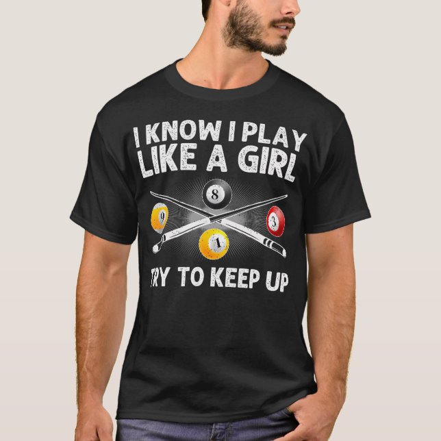 Funny Pool Design For Women Girls Billiards Pool P T-Shirt (Front)
