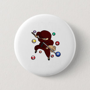 Funny Pool Ninja Cute Pocket Billiards Boys Girls Button