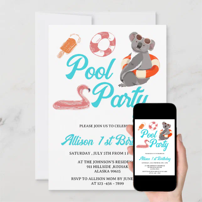 Funny Pool Party Birthday Invitation Zazzle