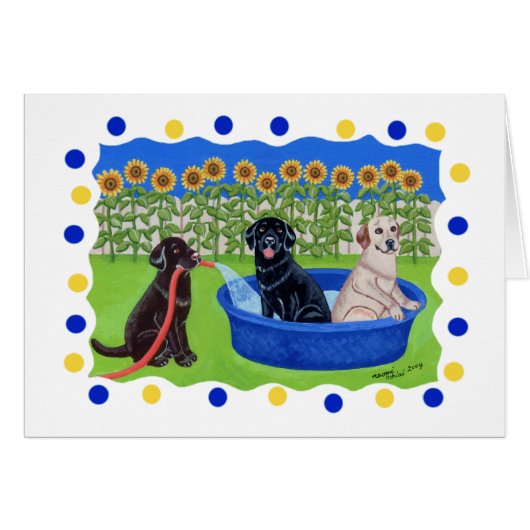 Funny Pool Party Labradors Cards (Front Horizontal)