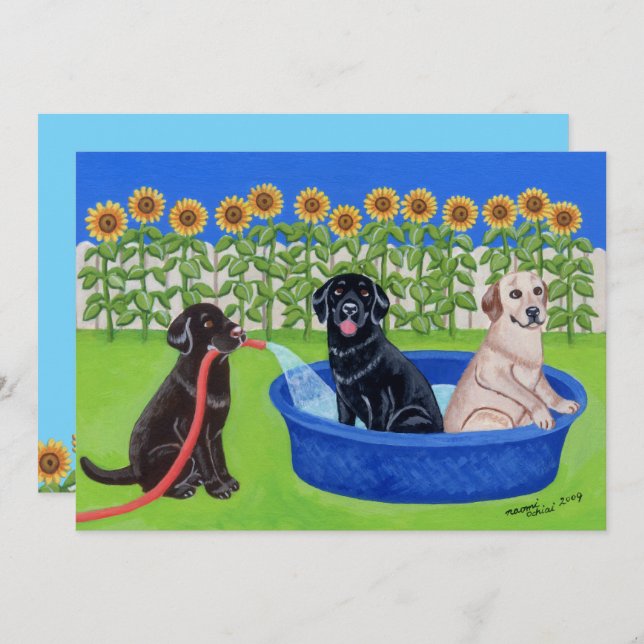 Funny Pool Party Labradors Invitation (Front/Back)