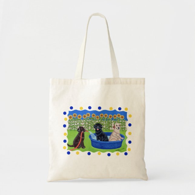 Funny Pool Party Labradors Tote Bag (Front)