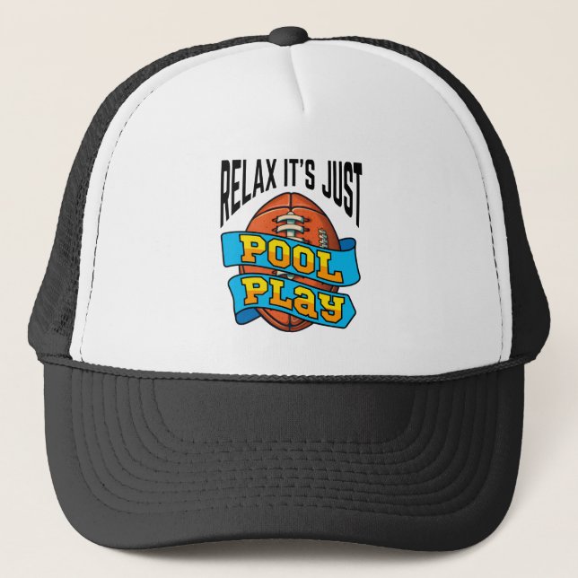 Funny Pool Play Tournament Flag Touch Football Trucker Hat (Front)