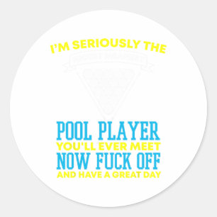 Funny Pool Player And Billiards  Classic Round Sticker