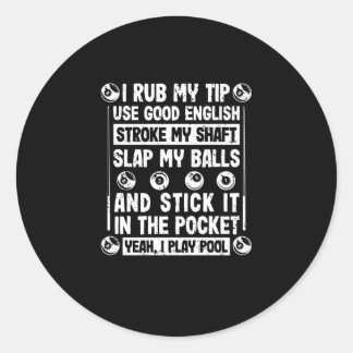 Funny pool player billiards snooker sports humor classic round sticker