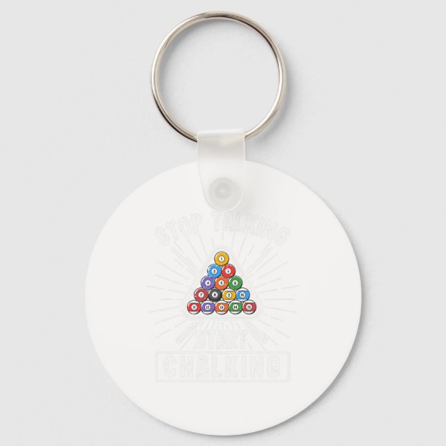 Funny Pool Player Quote Billiard Stop Talking Star Keychain (Front)