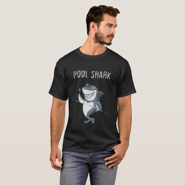 Funny Pool Shark T-Shirt, Pool Players Billiard T-Shirt (Front Full)