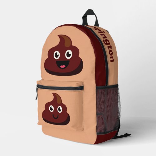 Funny Poop custom name Printed Backpack