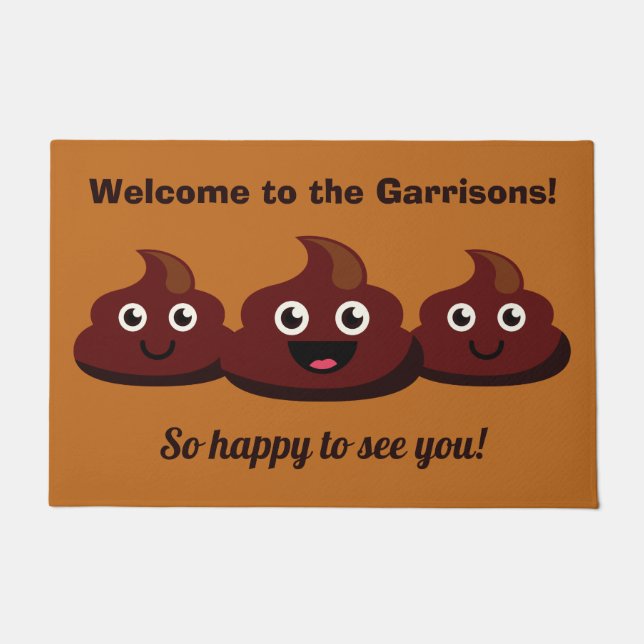 Funny Poop custom text & color doormat (Front)