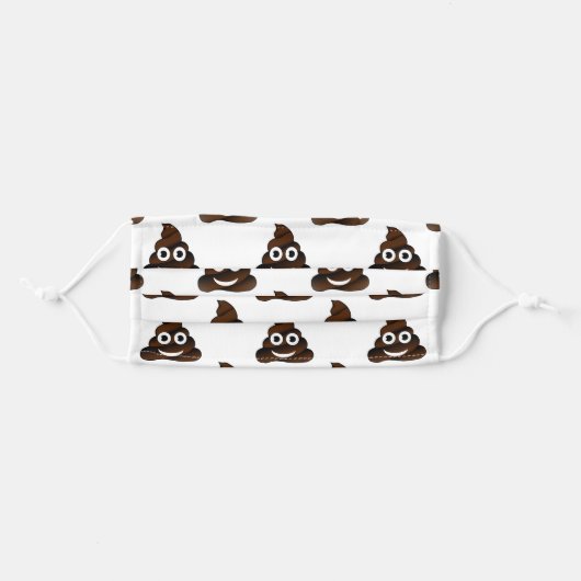 funny poop emoji adult cloth face mask (Front, Folded)