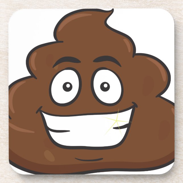 funny poop emoji beverage coaster (Front)