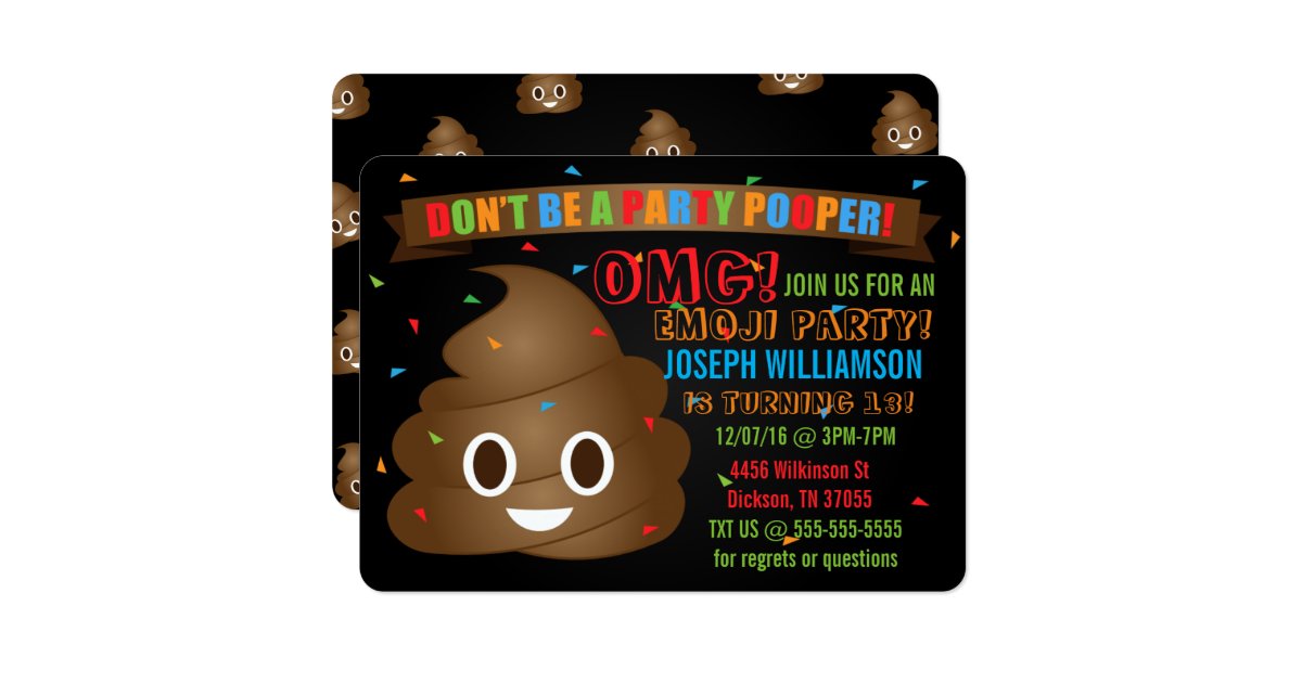 Funny Poop Emoji Birthday Party Invitation | Zazzle