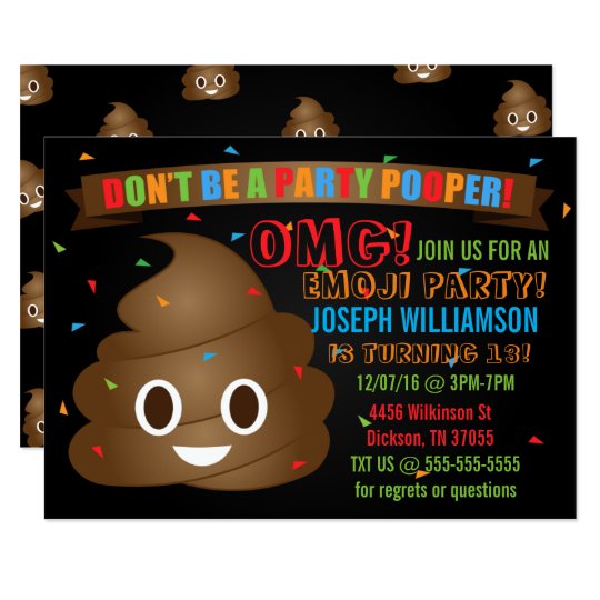 Poop Emoji Invitations 2