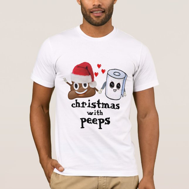Funny Poop Emoji Christmas Tee - Men Holiday Shirt (Front)